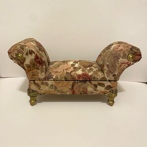 Chaise Lounge Jewelry Box Floral With Gold Trim,15.25” Long  The Arms,8” High